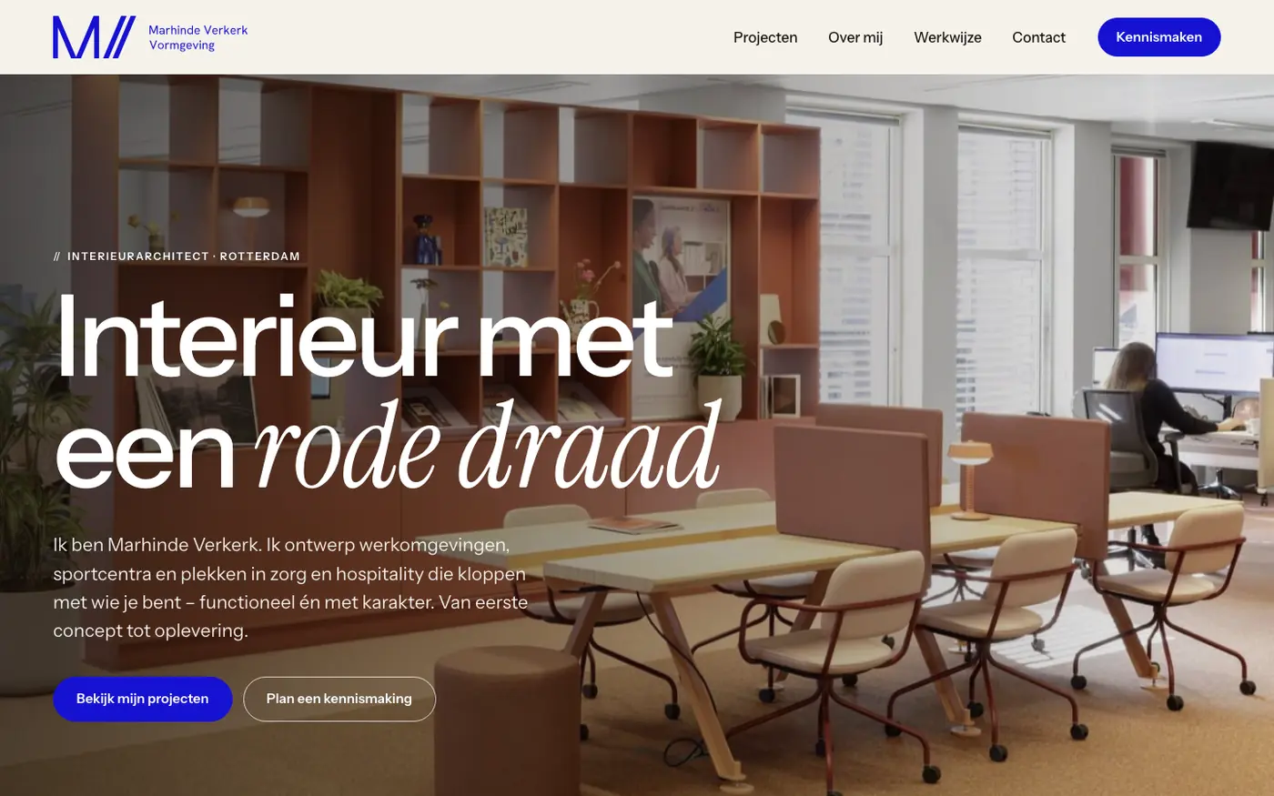 Homepage van Marhinde Verkerk op desktop