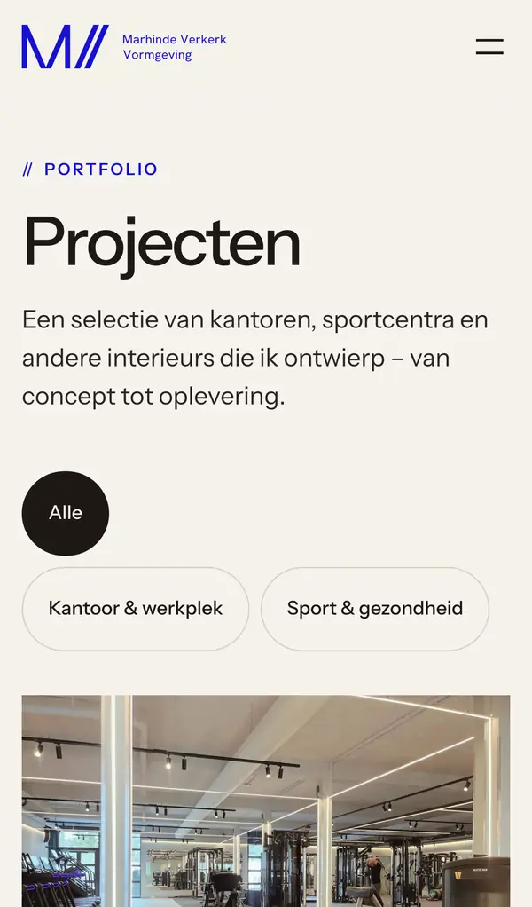 Het projectenoverzicht op mobiel