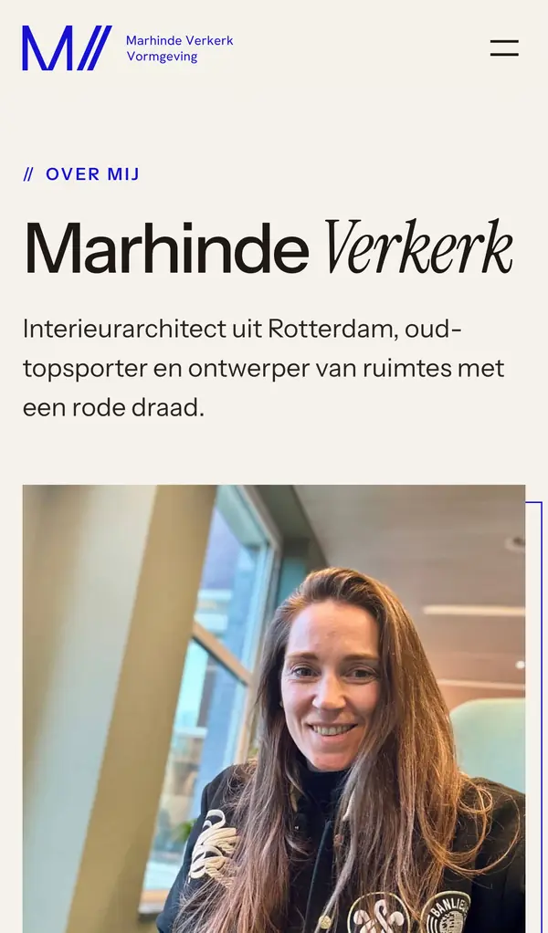 De pagina Over mij op mobiel