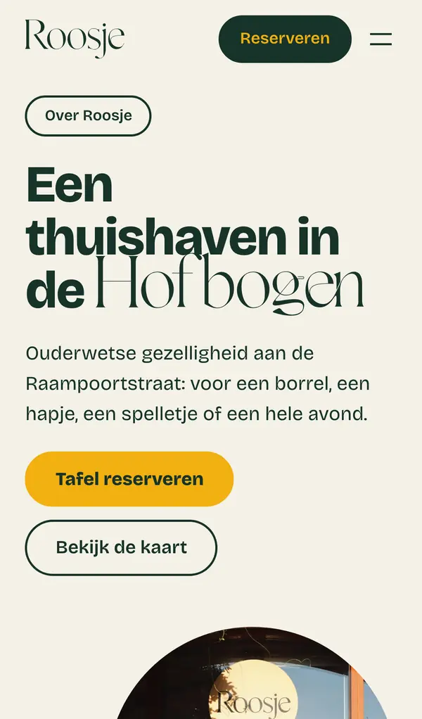 De pagina Over Roosje op mobiel